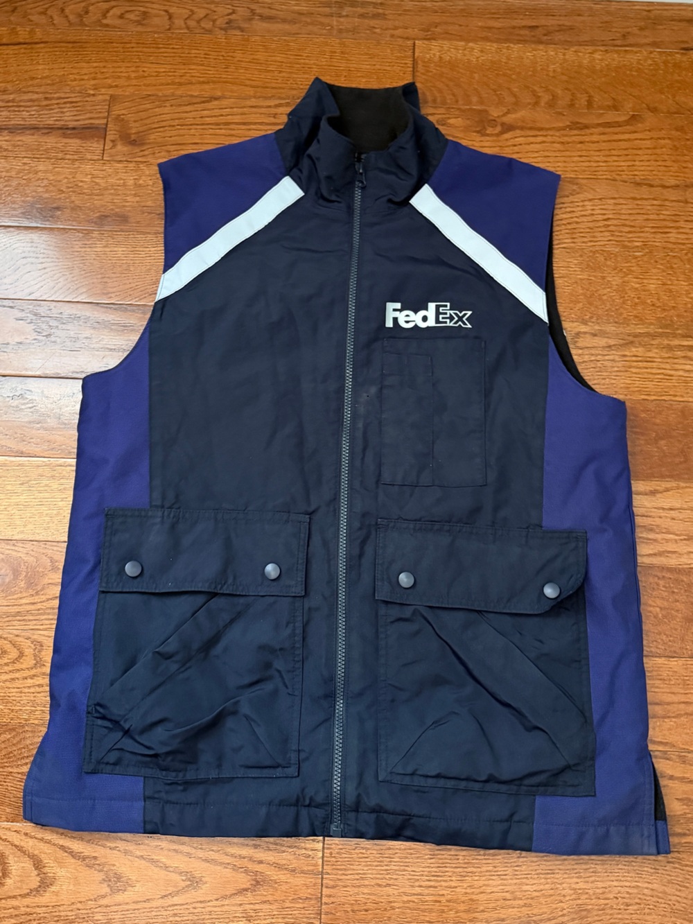 Vintage FedEx Stan Herman employee polar multipocket vest  Sz M